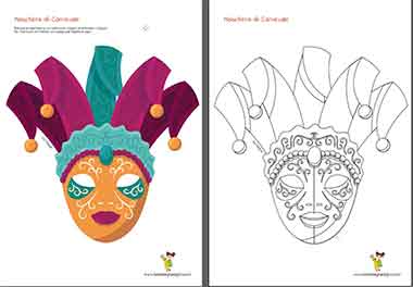 Maschera di carnevale da stampare e colorare • Disegni da Colorare